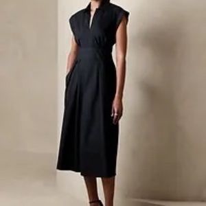 Chic Black Poplin Dress from Banana Republic